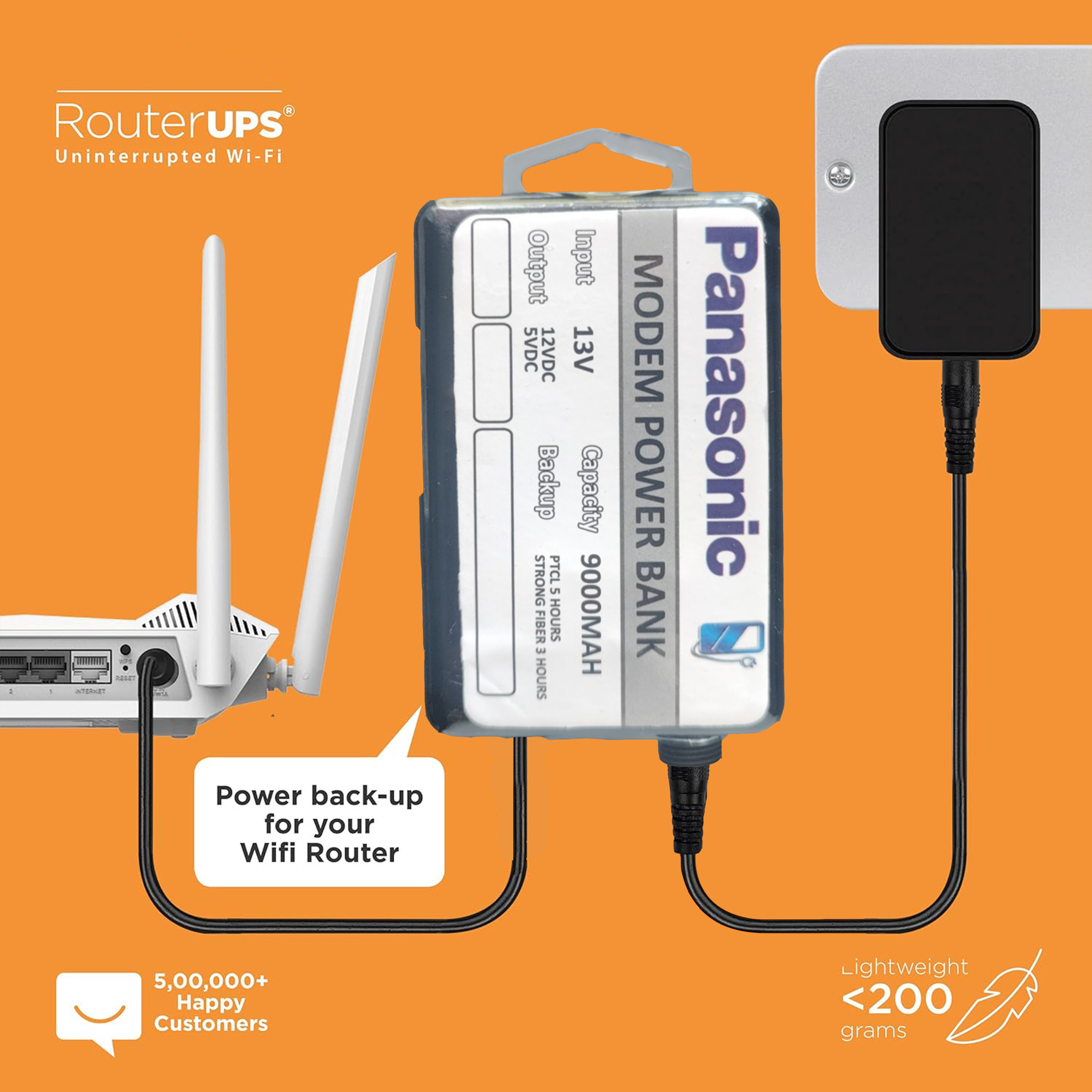 WiFi Router UPS Power Bank 12 Volts 1A 1.5A Tp Link Tenda PTCL Fiber 12v Router